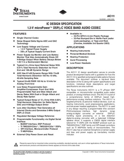 TEXAS INSTRUMENTS AJC111 Manual - cover page