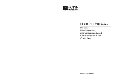 Hanna Instruments HI 700/710 Series Conductivity and TDS Controllers Instruction Manual - cover page