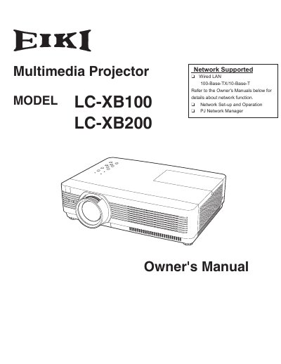 EIKI LC-XB100/LC-XB200 Multimedia Projector Owner's Manual - cover page