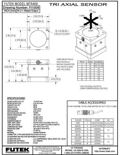 Futek MTA400 Tri-axial Sensor Datasheet - cover page