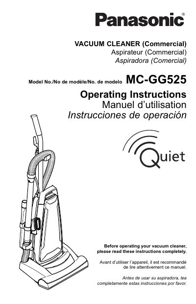 Panasonic MC-GG525 Commercial Vacuum Cleaner Operating Instructions - cover page