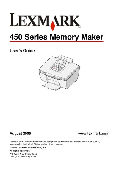 Lexmark 450 Series Memory Maker User Manual - cover page