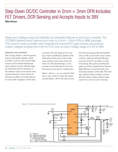 Linear Technology LTC3854 Step-Down DC/DC Controller Datasheet - cover page