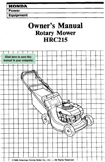 HONDA HRC215 Rotary Mower user manual(1) - cover page