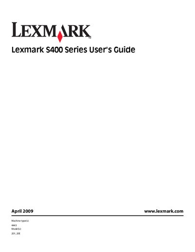 Lexmark S400 Series User's Guide - cover page