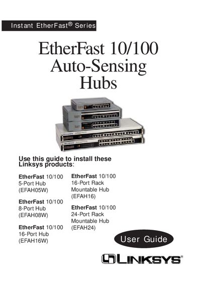 Linksys Instant EtherFast 10/100 Auto-Sensing Hub User Manual - cover page
