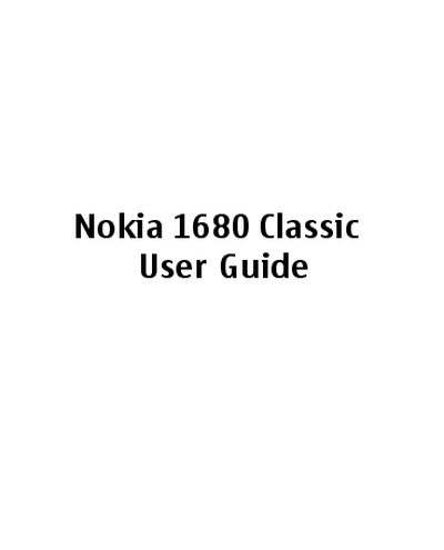 Nokia 1680 Classic User Guide - cover page