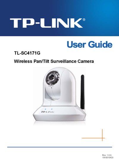 TP-Link TL-SC4171G Wireless Pan/Tilt Surveillance Camera User Guide - cover page
