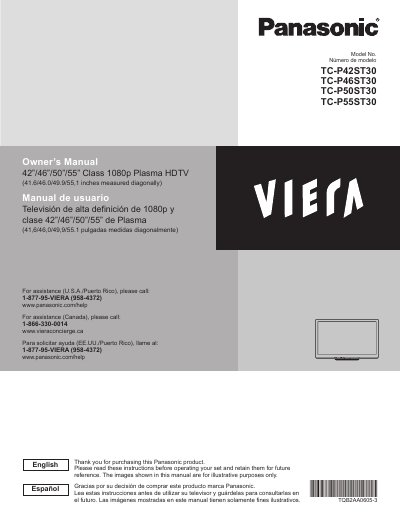 Panasonic TC-P42ST30 TC-P46ST30 TC-P50ST30 TC-P55ST30 user manual(1)