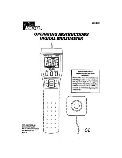 Ideal Industries 61-681 Digital Light Meter Operating Instructions - cover page