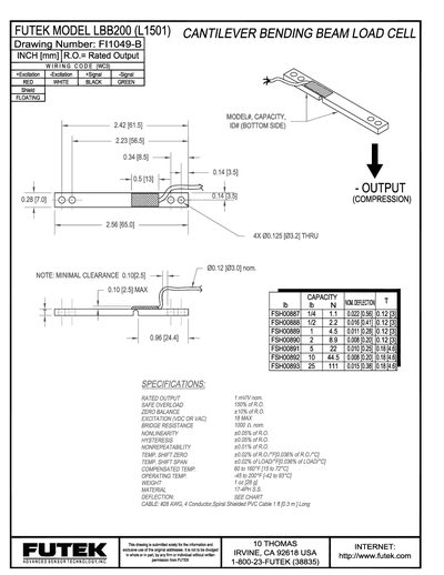 FUTEK FSH00887 Data Sheet - cover page
