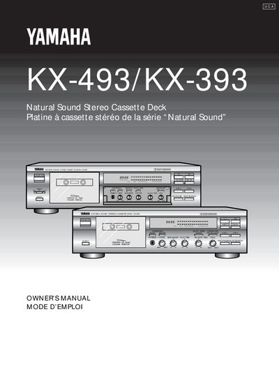 Yamaha KX-493/KX-393 Natural Sound Stereo Cassette Deck Owner's Manual - cover page