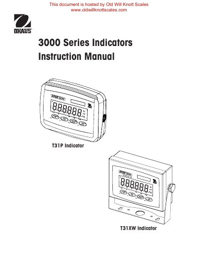 Ohaus T31P/T31XW 3000 Series Indicators Instruction Manual - cover page