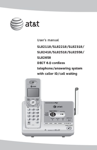 AT&T SL82118/SL82218/SL82318/SL82418/SL82518/SL82558/SL82658 DECT 6.0 Cordless Telephone User Manual - cover page