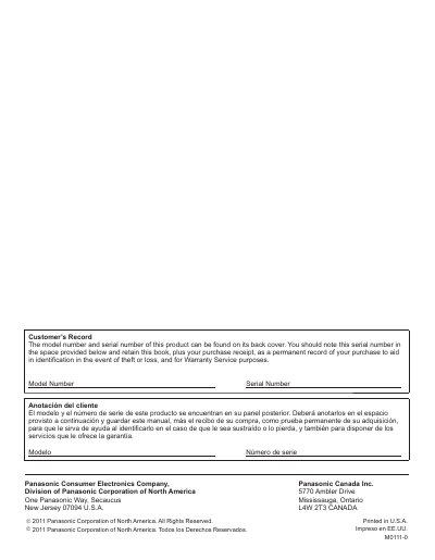 Panasonic TC-P42S30 TC-P46S30 TC-P50S30 Plasma HDTV User Manual - cover page