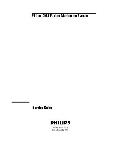 Philips CMS Patient Monitoring System Service Manual - cover page