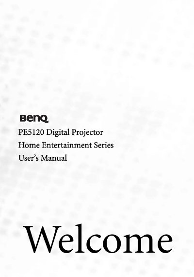 BenQ PE5120 Digital Projector User's Manual - cover page