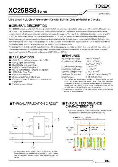 Torex XC25BS8 Series Datasheet - cover page