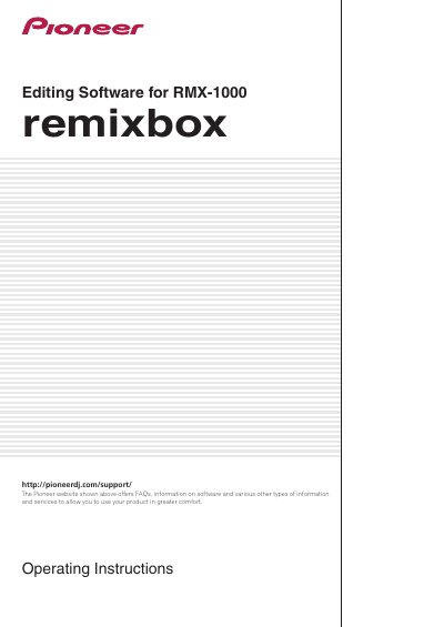 Pioneer RMX-1000 Remixbox Operating Instructions - cover page