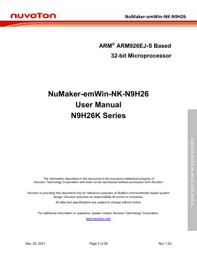 Nuvoton NuMaker-emWin-NK-N9H26 User Manual - cover page