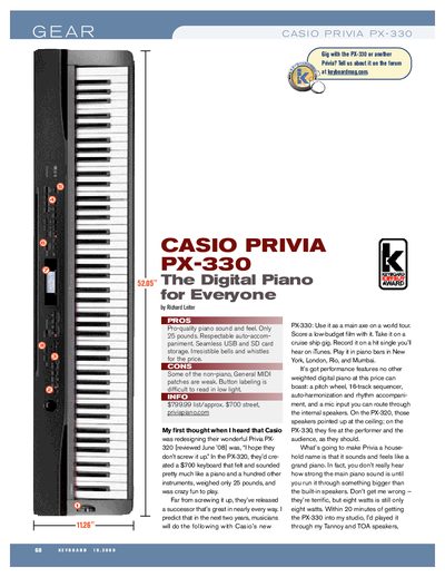 Casio Privia PX-330 Digital Piano User Manual - cover page