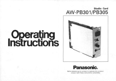Panasonic AW-PB301/AW-PB305 Studio Card Operating Instructions - cover page