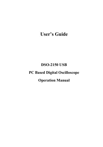 DSO-2150 USB Digital Oscilloscope User Manual - cover page