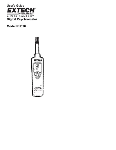 Extech RH390 Digital Psychrometer User's Guide - cover page