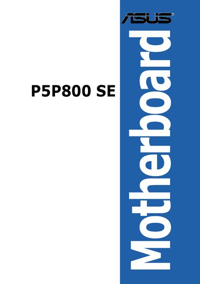ASUS P5P800 SE User Manual - cover page