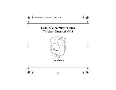 Leadtek GPS 9553 Series Wireless Bluetooth GPS User Manual - cover page