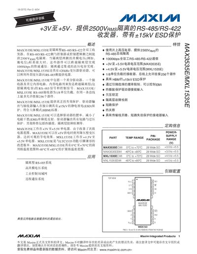 Maxim MAX3535E/MXL1535E Transceiver Datasheet