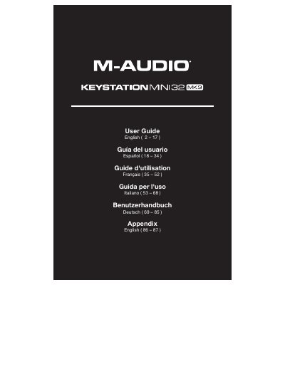 M-Audio Keystation Mini 32 MK3 User Guide - cover page