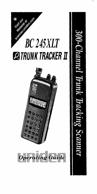 Uniden BC 245XLT Trunk Tracker Scanner Operating Guide - cover page
