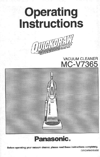 Panasonic MC-V7365 Vacuum Cleaner Operating Instructions - cover page