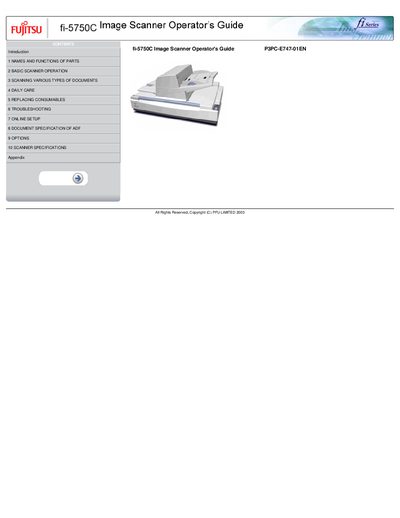 Fujitsu fi-5750C Image Scanner Operator's Guide - cover page