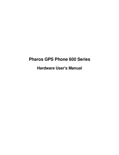 Pharos GPS Phone 600 Series User Manual - cover page
