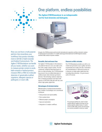 Agilent 2100 Bioanalyzer Product Brochure - cover page