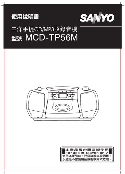 Sanyo MCD-TP56M Portable CD/MP3 Player User Manual - cover page