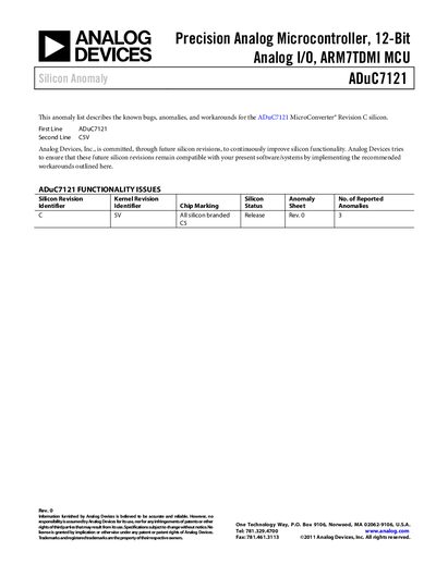 Analog Devices ADuC7121 Handbook - cover page