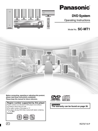 Panasonic SC-MT1 DVD Player Operating Instructions - cover page