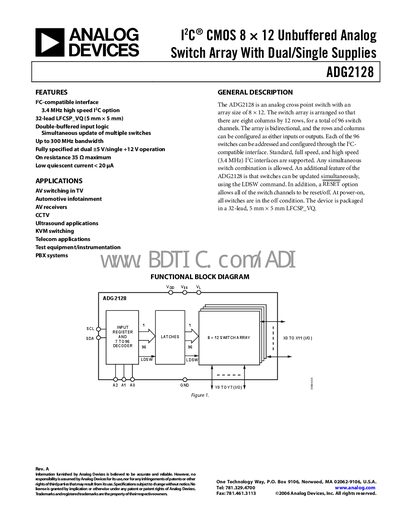 Analog Devices ADG2128 Analog Switch Datasheet - cover page