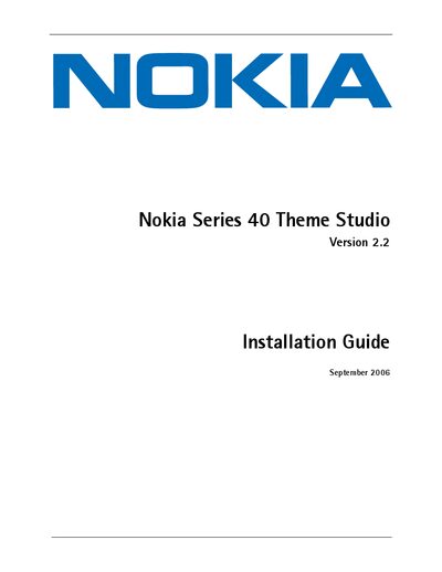 Nokia Series 40 Theme Studio 2.2 Installation Guide - cover page