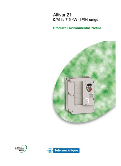 Schneider Altivar 21 0.75 to 7.5 kW - IP54 range Manual - cover page