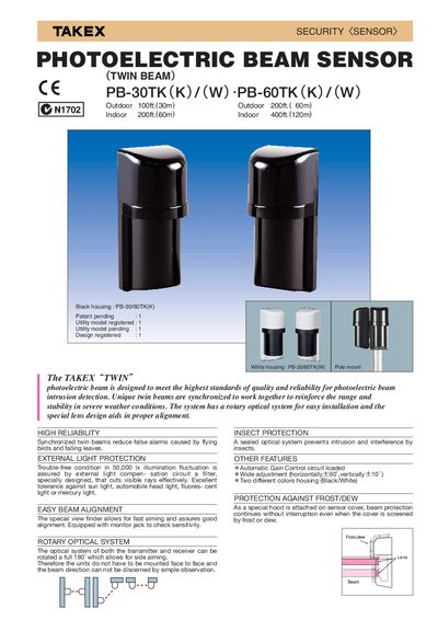 TAKEX FBN-FOT'SPTU EFX Photoelectric Beam Sensor Datasheet - cover page