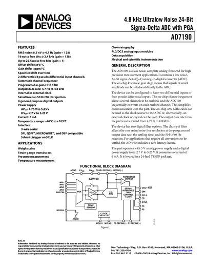 Analog Devices AD7190 Datasheet - cover page