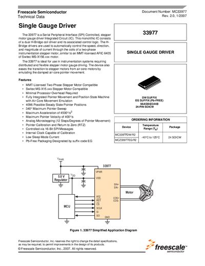 Freescale MC33977 Single Gauge Driver Datasheet - cover page