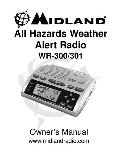 Midland WR-300/301 All Hazards Weather Radio Owner's Manual - cover page