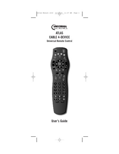 Universal Electronics Atlas 4-Device Universal Remote Control User Guide - cover page