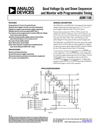 Analog Devices ADM1186 Quad Voltage Sequencer and Monitor Handbook - cover page