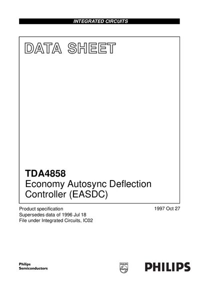 Philips TDA4858 Economy Autosync Deflection Controller Data Sheet - cover page